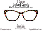 Gilded Cupids Magnetic Toppers for Pair Eyewear | Gold Cupid & Red Heart Valentine Top Frames