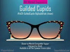 Gilded Cupids Magnetic Toppers for Pair Eyewear | Gold Cupid & Red Heart Valentine Top Frames