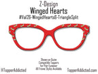 Winged Hearts Magnetic Topper – Gold Glitter Hearts on Red | Pair Eyewear Compatible Valentine Topper