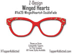 Winged Hearts Magnetic Topper – Gold Glitter Hearts on Red | Pair Eyewear Compatible Valentine Topper