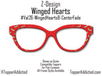 Winged Hearts Magnetic Topper – Gold Glitter Hearts on Red | Pair Eyewear Compatible Valentine Topper