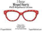 Winged Hearts Magnetic Topper – Gold Glitter Hearts on Red | Pair Eyewear Compatible Valentine Topper