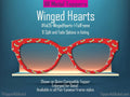 Winged Hearts Magnetic Topper – Gold Glitter Hearts on Red | Pair Eyewear Compatible Valentine Topper