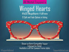 Winged Hearts Magnetic Topper – Gold Glitter Hearts on Red | Pair Eyewear Compatible Valentine Topper