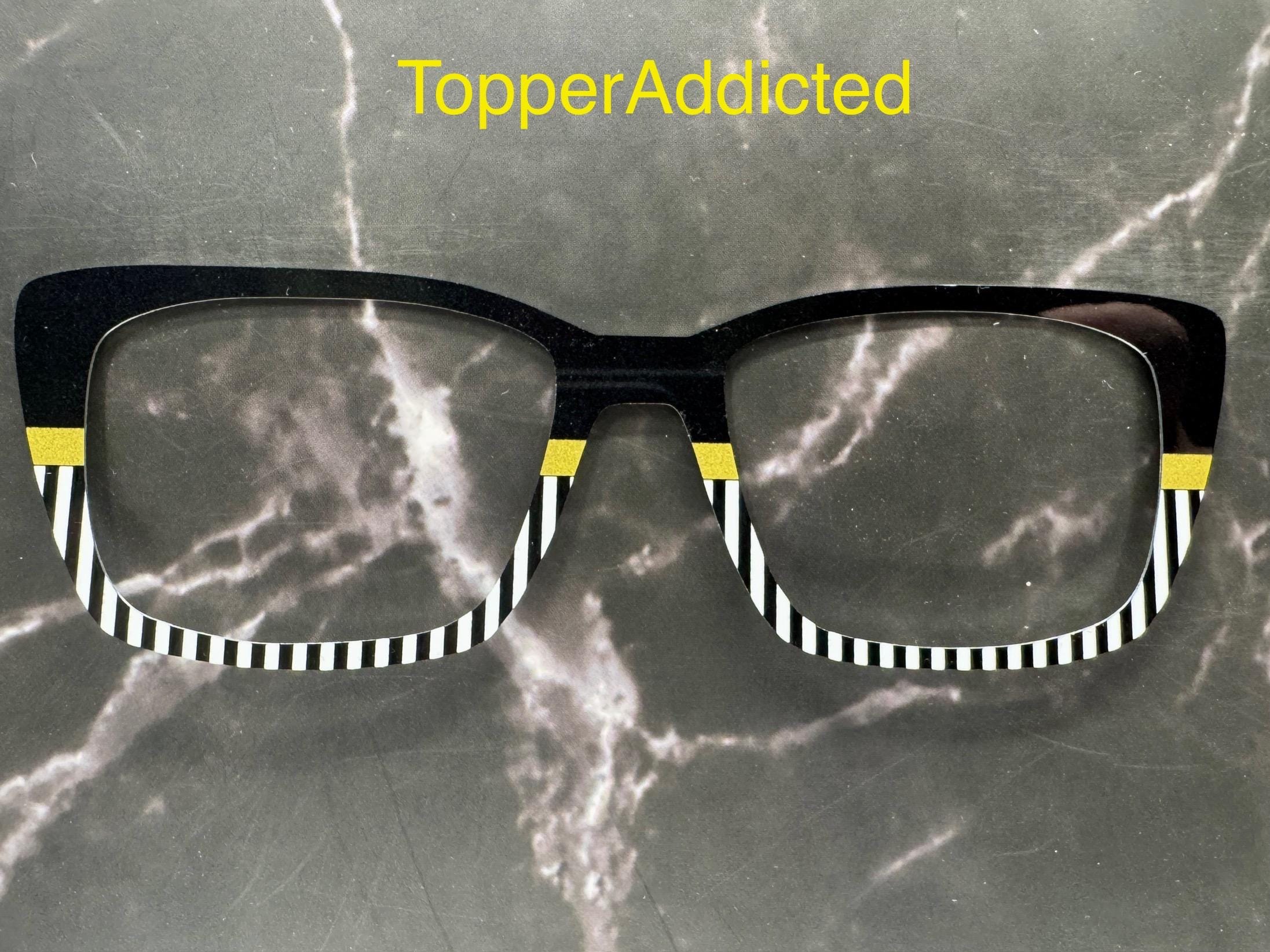 Monochrome Majesty | Black & White Stripe Topper with Gold Accent | Magnetic Topper for Pair Eyewear in all styles