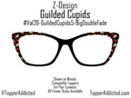 Gilded Cupids Magnetic Toppers for Pair Eyewear | Gold Cupid & Red Heart Valentine Top Frames