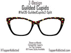 Gilded Cupids Magnetic Toppers for Pair Eyewear | Gold Cupid & Red Heart Valentine Top Frames