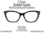 Gilded Cupids Magnetic Toppers for Pair Eyewear | Gold Cupid & Red Heart Valentine Top Frames