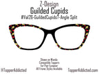 Gilded Cupids Magnetic Toppers for Pair Eyewear | Gold Cupid & Red Heart Valentine Top Frames