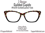 Gilded Cupids Magnetic Toppers for Pair Eyewear | Gold Cupid & Red Heart Valentine Top Frames