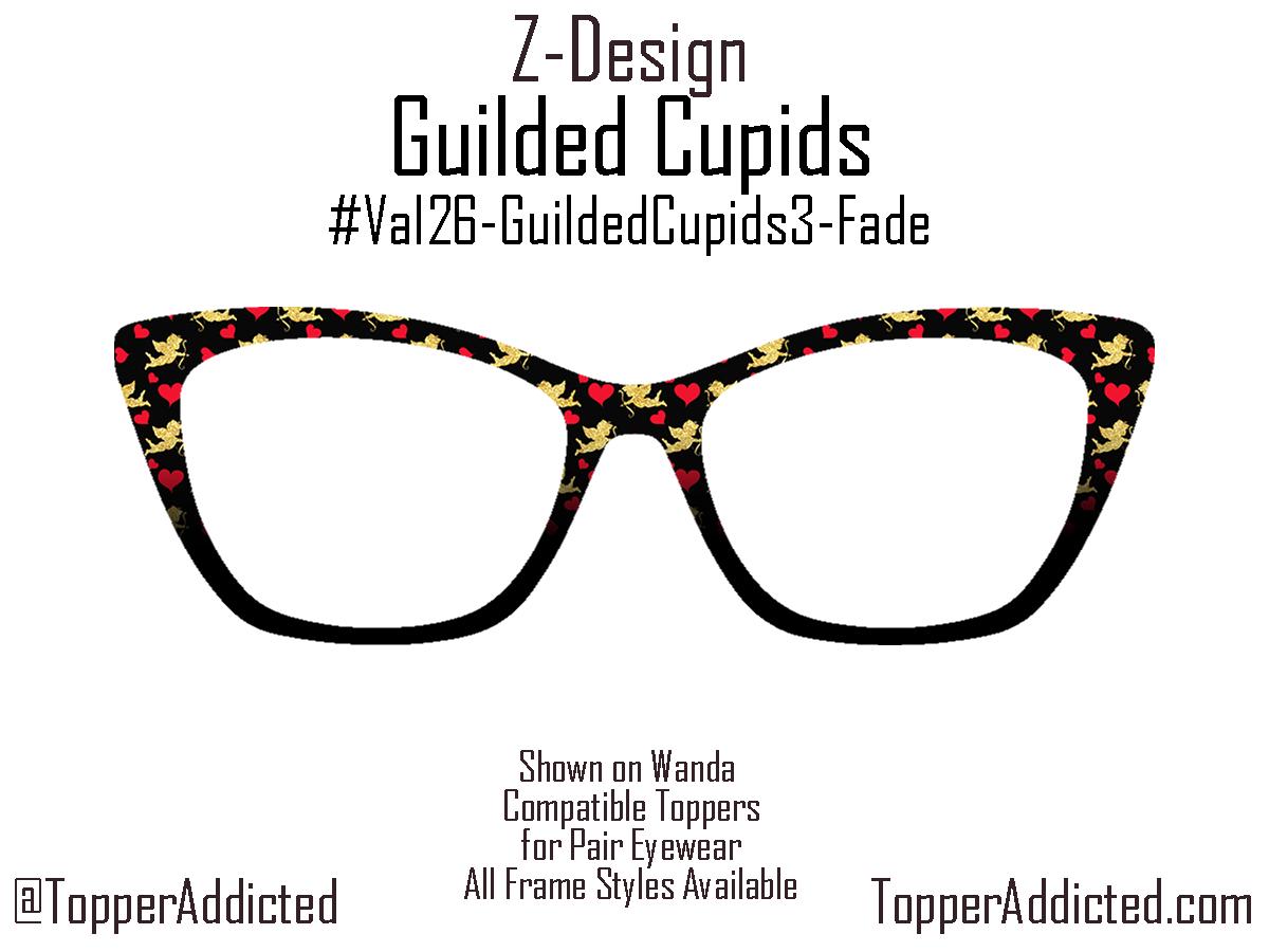 Gilded Cupids Magnetic Toppers for Pair Eyewear | Gold Cupid & Red Heart Valentine Top Frames