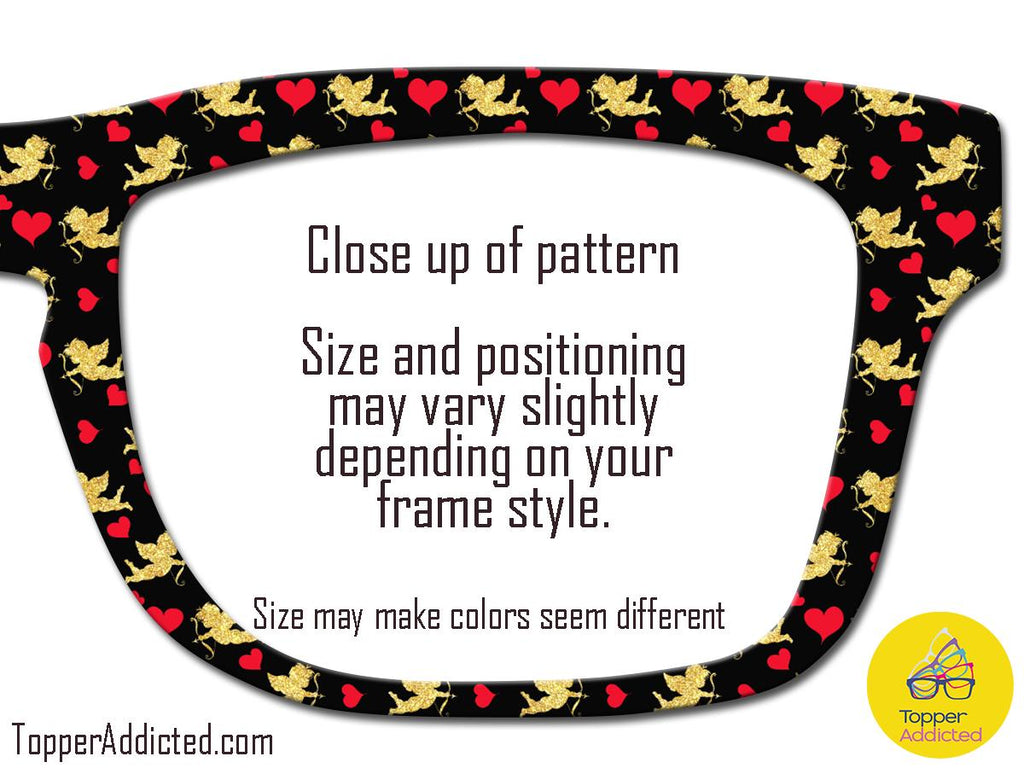 Gilded Cupids Magnetic Toppers for Pair Eyewear | Gold Cupid & Red Heart Valentine Top Frames