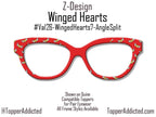 Winged Hearts Magnetic Topper – Gold Glitter Hearts on Red | Pair Eyewear Compatible Valentine Topper