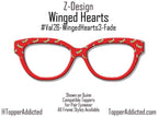 Winged Hearts Magnetic Topper – Gold Glitter Hearts on Red | Pair Eyewear Compatible Valentine Topper
