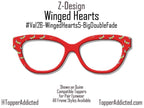 Winged Hearts Magnetic Topper – Gold Glitter Hearts on Red | Pair Eyewear Compatible Valentine Topper