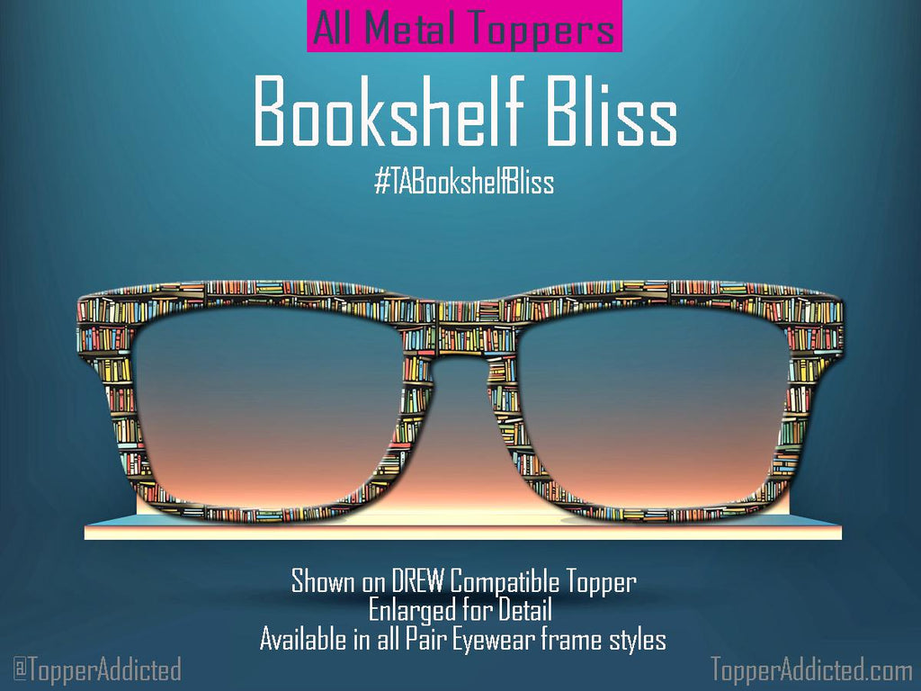 Bookshelf Bliss Metal Magnetic Toppers for Pair Eyewear Book Lovers Library Top Frames