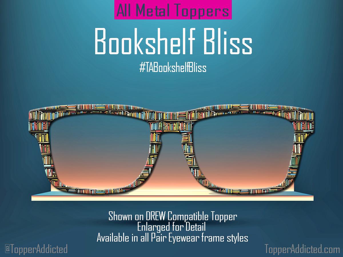 Bookshelf Bliss Metal Magnetic Toppers for Pair Eyewear Book Lovers Library Top Frames