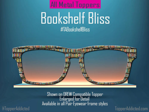 Bookshelf Bliss Metal Magnetic Toppers for Pair Eyewear Book Lovers Library Top Frames