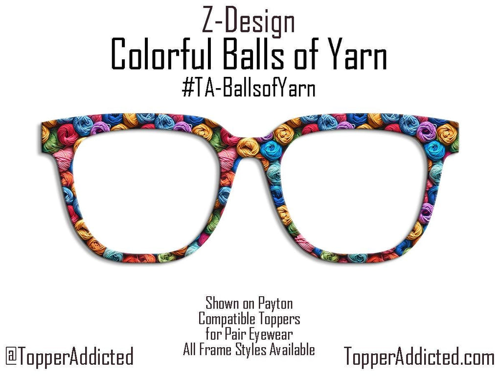 Colorful Balls of Yarn Metal Magnetic Topper for Pair Eyewear for fiber artists