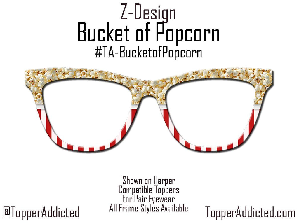 Movie Night Popcorn Toppers Pair Eyewear Compatible, Metal top frames