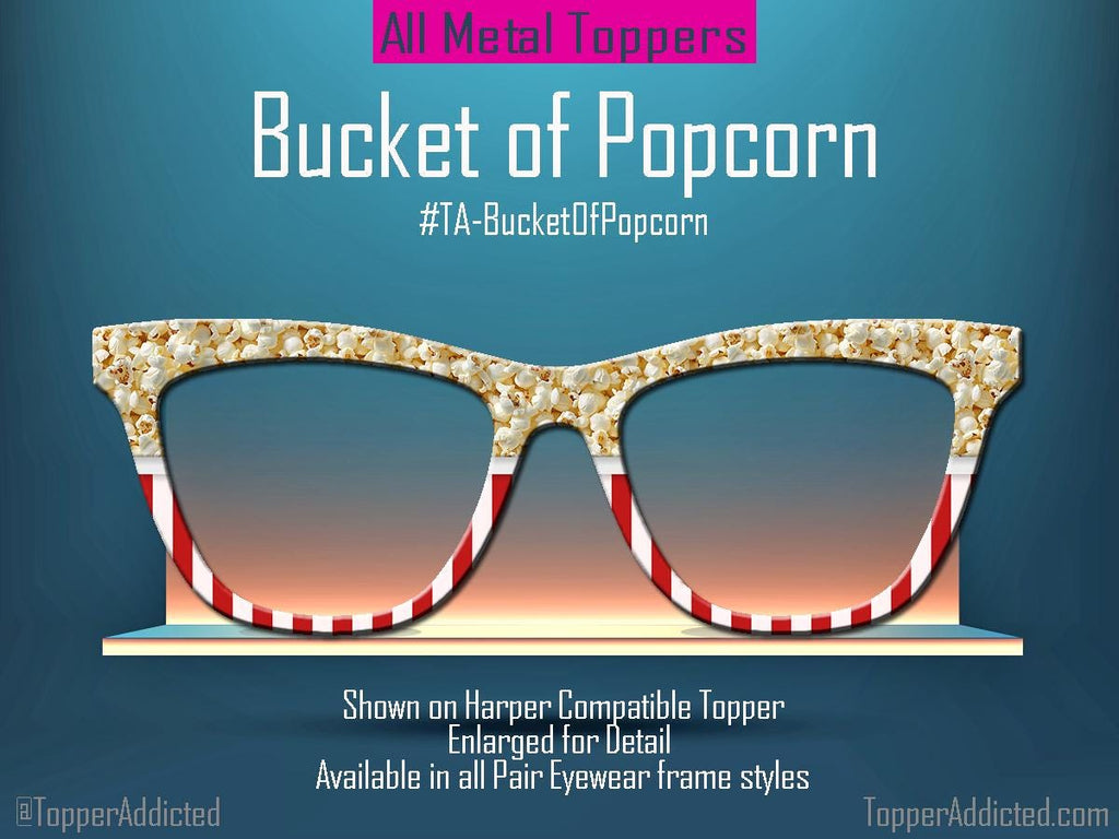 Movie Night Popcorn Toppers Pair Eyewear Compatible, Metal top frames