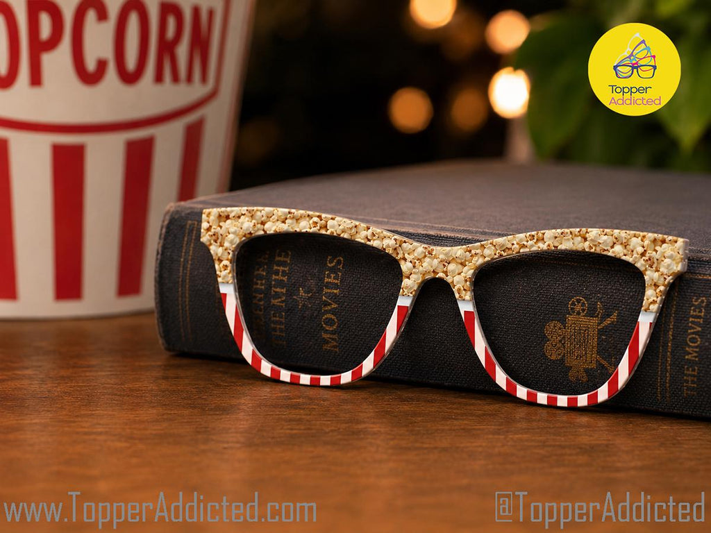 Movie Night Popcorn Toppers Pair Eyewear Compatible, Metal top frames