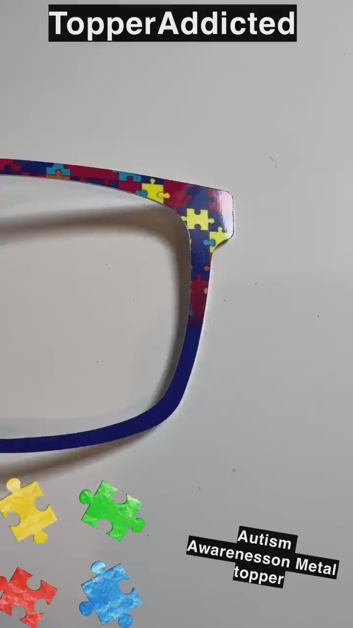 Autism Awareness Puzzle Pieces for Pair Eyewear Compatible Magnetic Toppers - All Metal - All Frame Styles Available