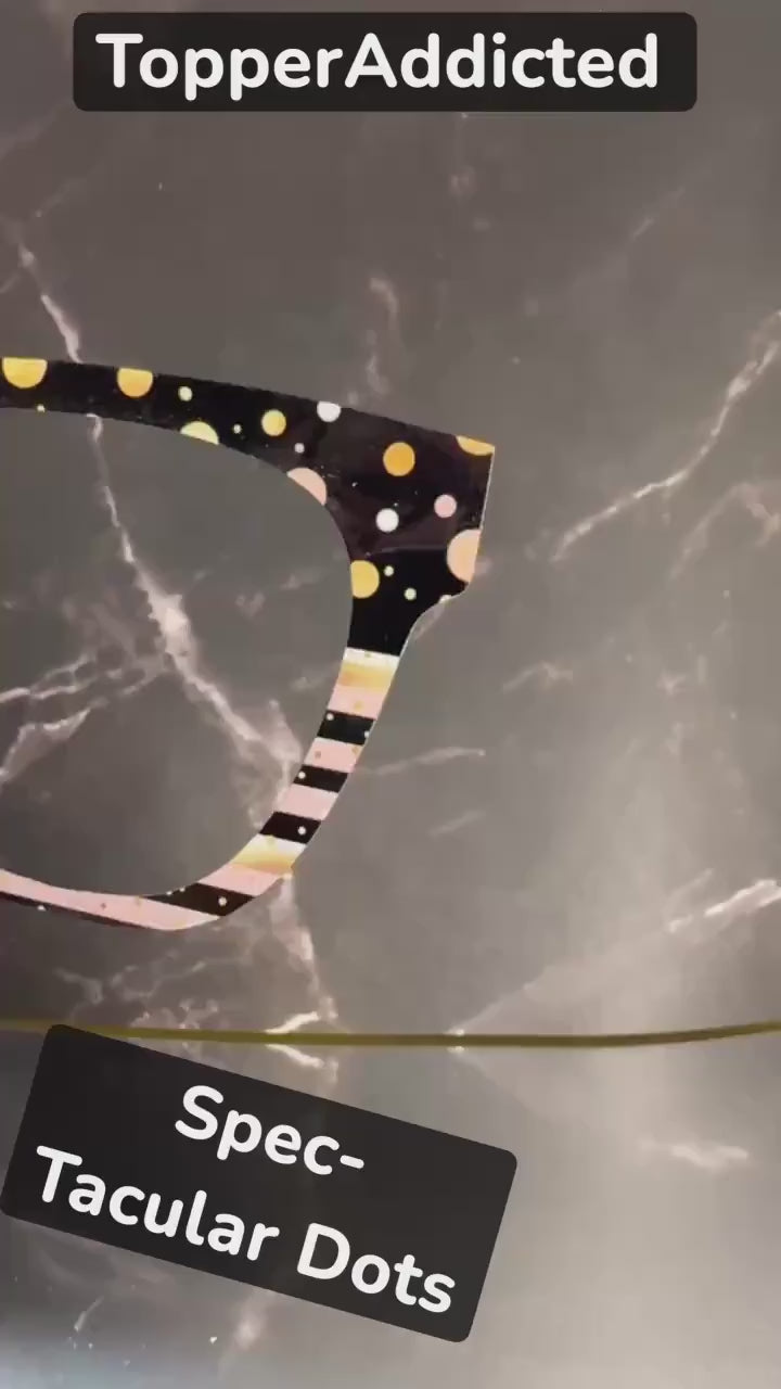 Spec-tacular Dots – Trending Black, Pink & Gold Dots + Stripes Topper | Metal Topper for Pair Eyewear | Fashionable Toppers - Fast Shipping
