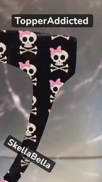 SkellaBella Metal Topper | Skulls & Pink Bows Magnetic Eyewear Topper | Fits All Pair Eyewear Frames | Pirate Fun and Cute - Fast Shipping