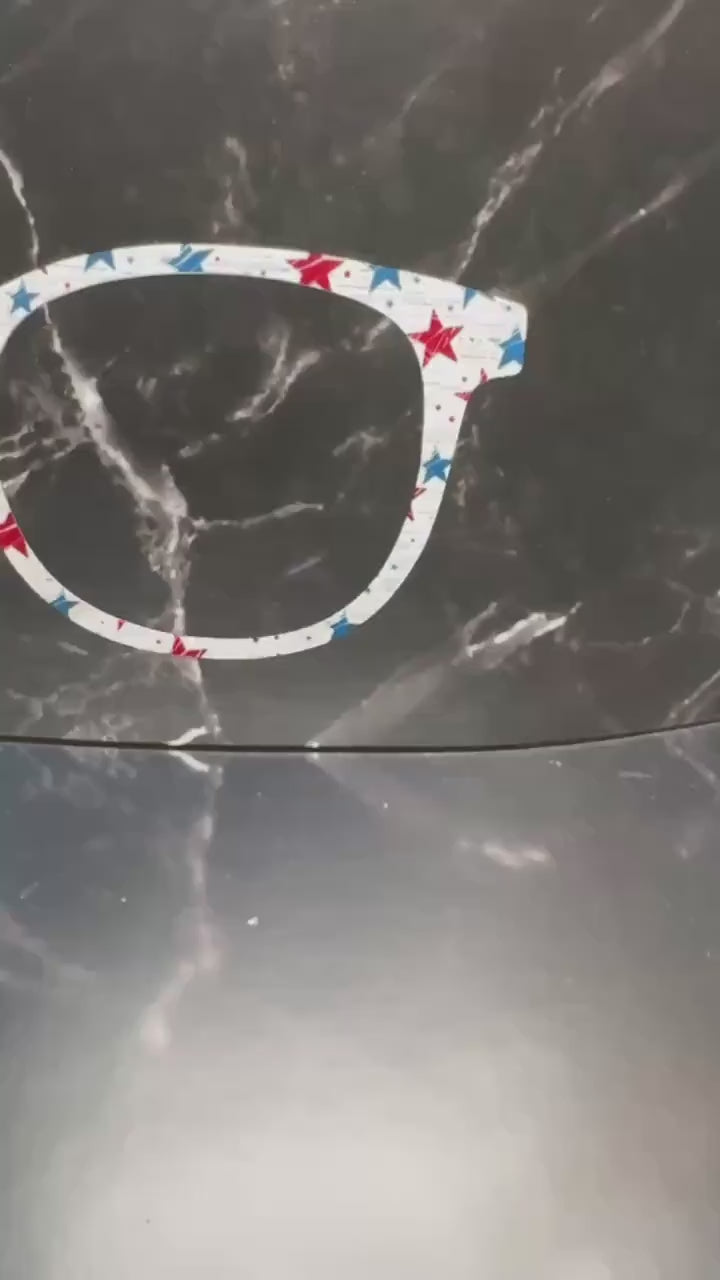 Rustic Stars & Stripes – Distressed Flag Pattern Topper for Pair Eyewear - 4th of July Metal Topper Red, White and Blue - Ships FAST.
