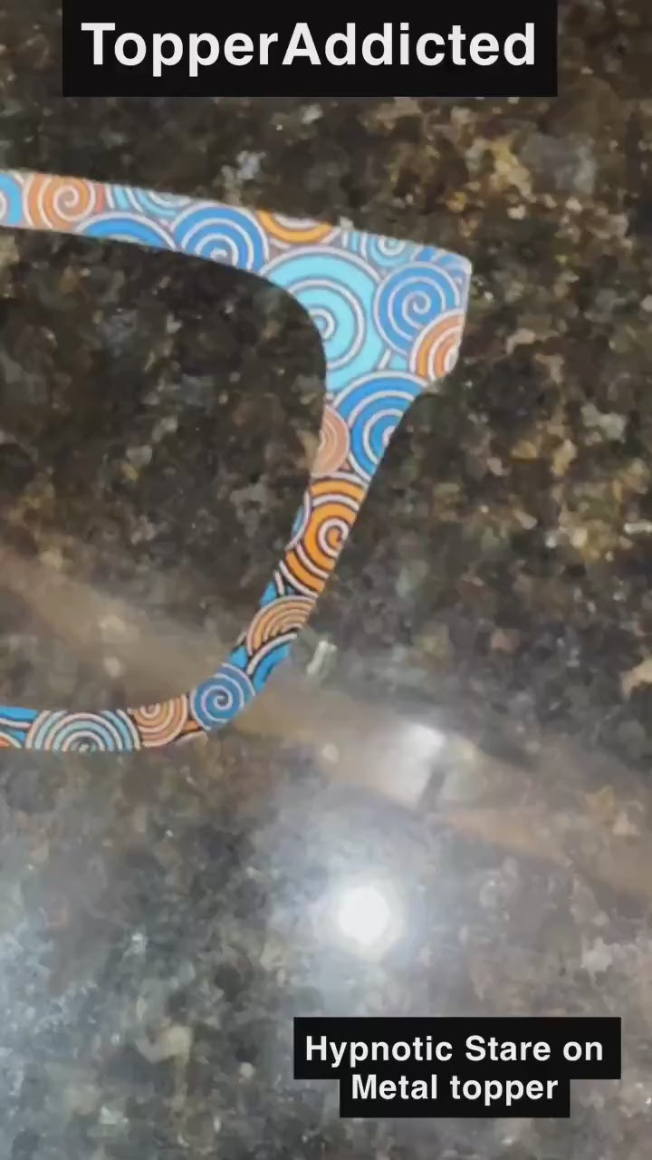 Hypnotic Stares Swirl Patterned Magnetic Accessory for Pair Eyewear on Metal. Bold and colorful Pair Compatible Topper.