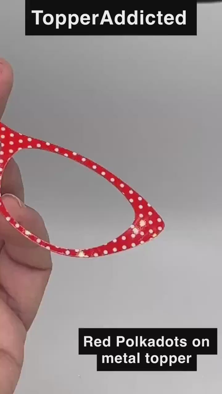 Red Polka Dot Glasses Metal Topper for Pair Eyewear