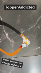 Daisy Spatter Black and Orange Topper for Pair Eyewear – All Metal Magnetic Cover – Compatible with All Frame Style - FASTEST shipping.