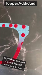 Light Blue and Red Dotted Masculine Fabric Print - Pair Eyewear Compatible Magnetic Toppers - All Frame Styles on Metal. Fast Delivery.