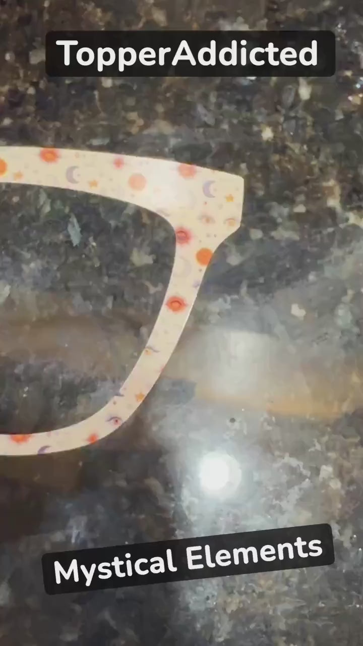 Mystical Elements in Beige, Orange and Charcoal -  on Magnetic Glasses Toppers Compatible with Pair Eyewear - All 30 Styles - Fast Shipping.