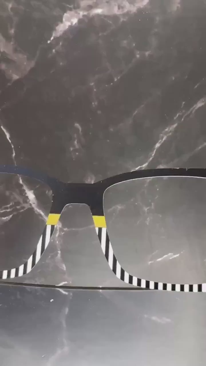 Monochrome Majesty | Black & White Stripe Topper with Gold Accent | Magnetic Topper for Pair Eyewear in all styles