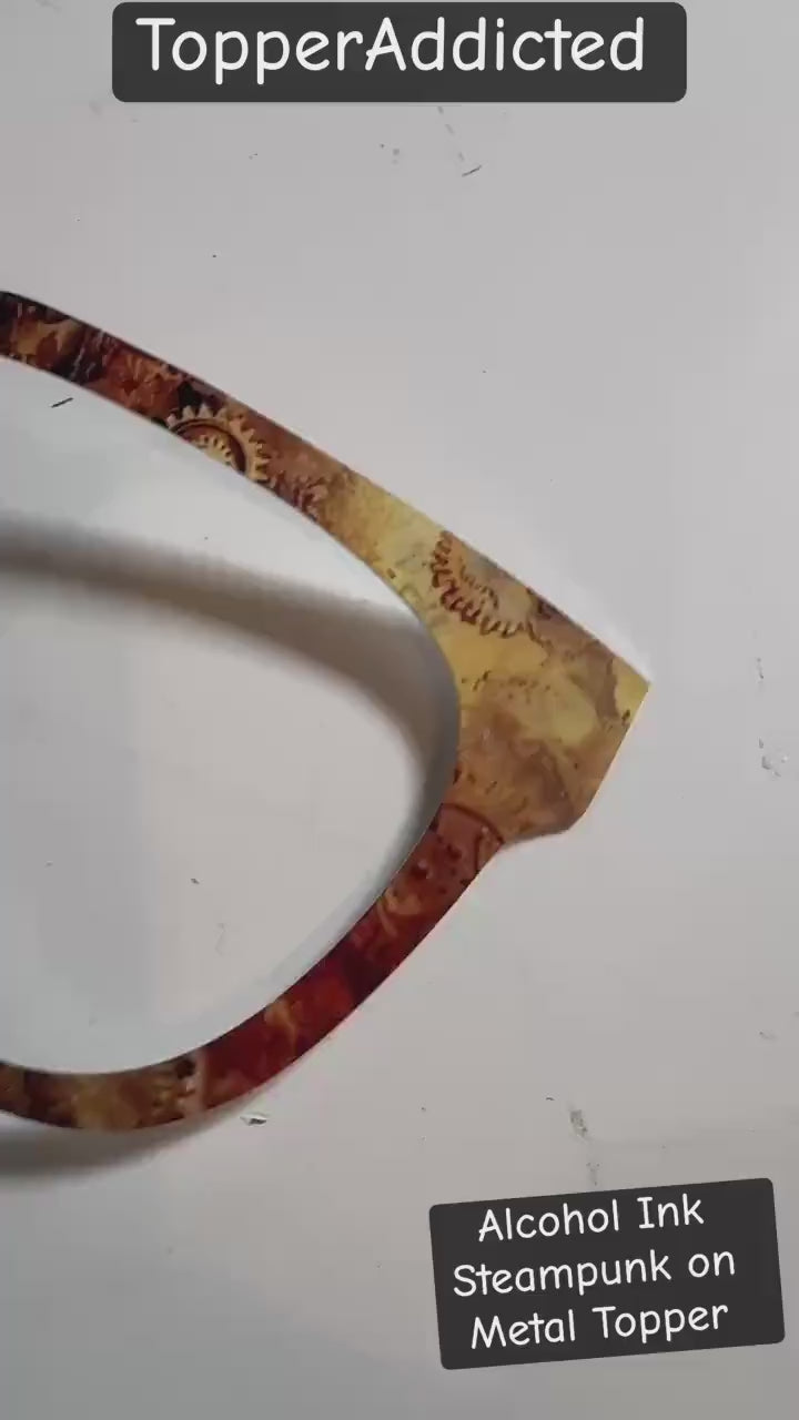 Steampunk Alcohol Ink Metal Magnetic Topper for Pair Eyewear all metal sublimation print toppers - top frames with FAST delivery