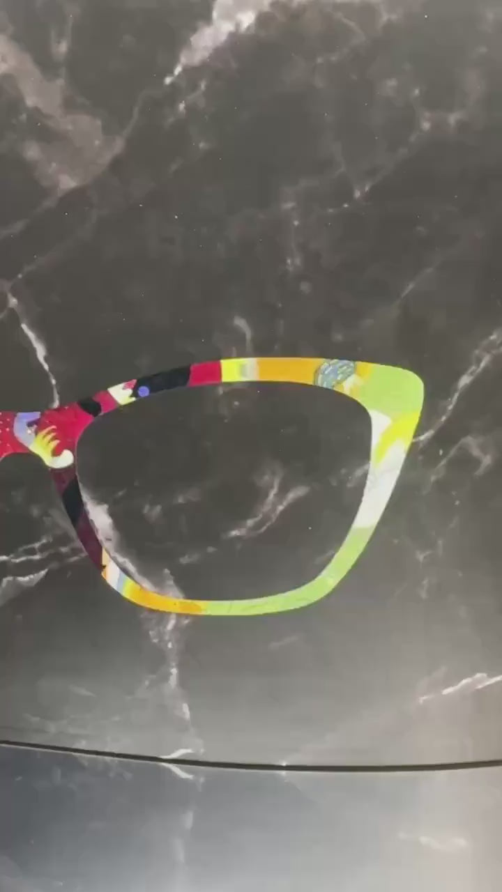 Colorful and Bright Abstract Art on Pair Eyewear Compatible Toppers - Kandinsky's "Composition IX" magnetic metal topper. Made in Texas USA