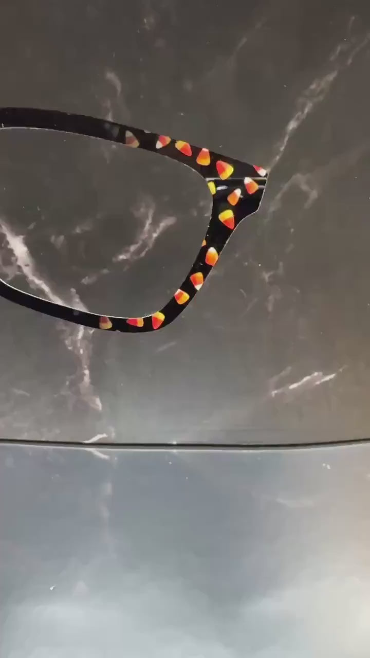 Candy Corn Halloween Toppers for Pair Eyewear Custom Magnetic Metal Glasses Fronts with 8 Fade and Split Styles Trick or Treat Vibes