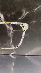 Funky and Bright Abstract Art on Pair Eyewear Compatible Toppers - Kandinsky's "Composition VIII" magnetic metal topper. Fast Ship from USA