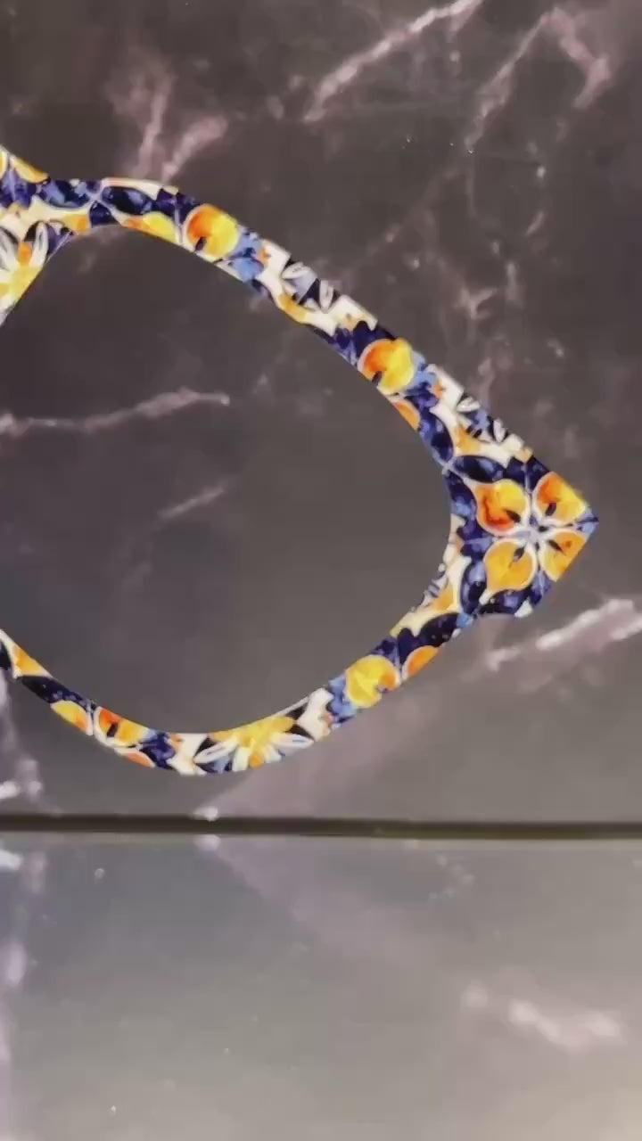 Mediterranean Tiles 1 Collection | 12 Blue & Yellow Tile-Inspired Patterns for your Pair Eyewear Compatible Metal Toppers.