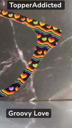 Groovy Love - Pride 2-15 Magnetic retro rainbow hearts and waves on Black for Pair Eyewear - Ships FAST. Pride Month Topper-Top Frame
