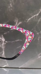 Floral Sugar Skulls Toppers for Pair Eyewear Custom Magnetic Metal Glasses Fronts with 8 Fade and Split Styles Día de los Muertos Vibe