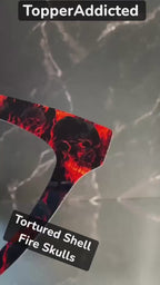 Tortured Shell – Fire Skull Pattern with a tortoiseshell look - Magnetic Toppers for Pair Eyewear - Goth - Metal look. Fast Shipping