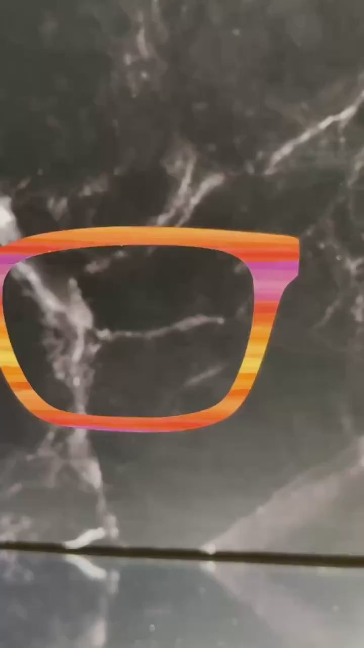 Desert Sunrise metal magnetic glasses topper compatible with all Pair Eyewear frame styles in a bold sunrise inspired design