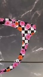 Vroom and Bloom Magnetic Glasses Topper | Checkerboard Floral Eyewear Topper for Pair Eyewear | Bold Pink & Orange Daisy Design