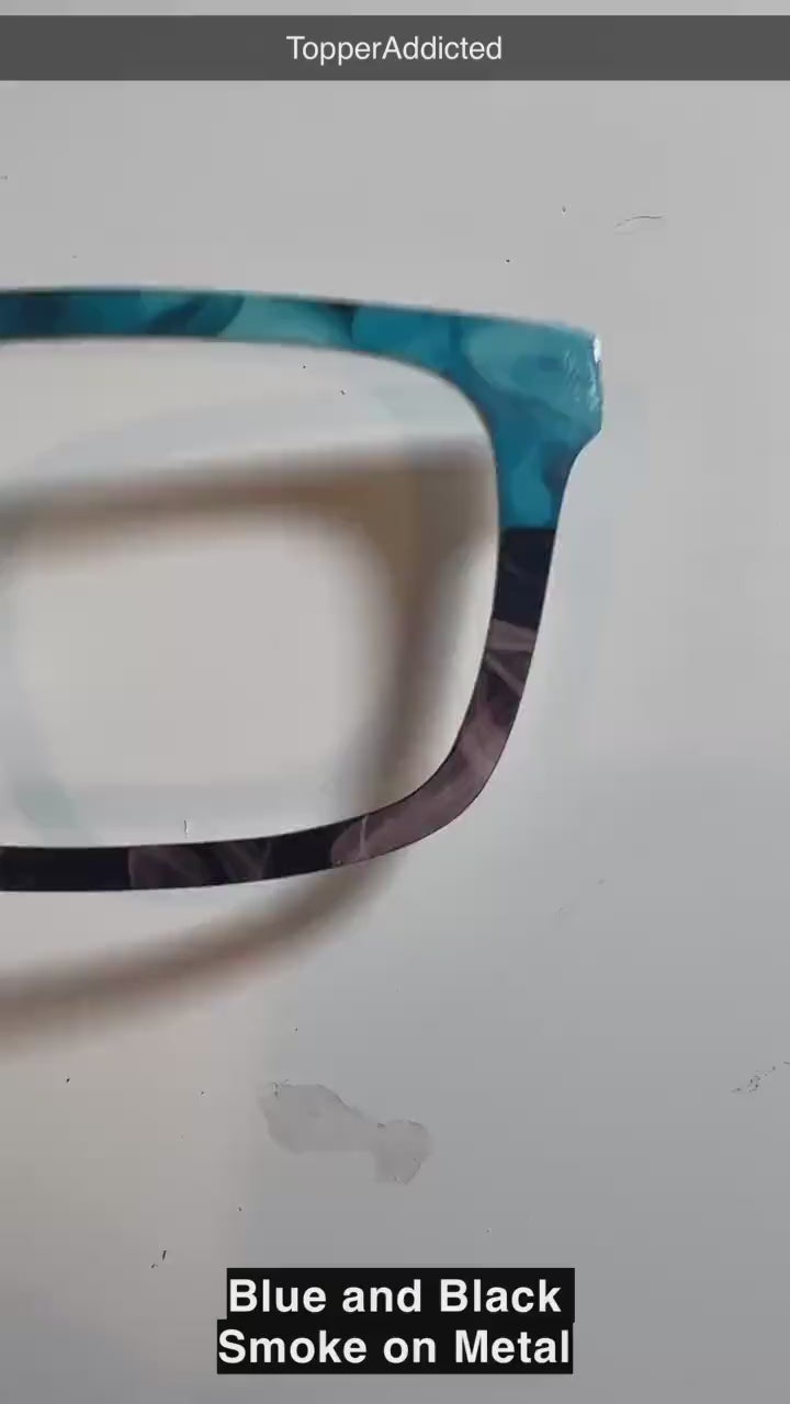 Blue and Grey Smoke Split Design for Pair Eyewear Compatible Magnetic Metal Toppers