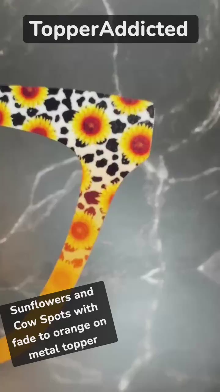 Sunflowers & Cow Spots Magnetic Glasses Topper – Customizable Fades and Splits Compatible with Pair Eyewear. All Metal. Fast Shipping.
