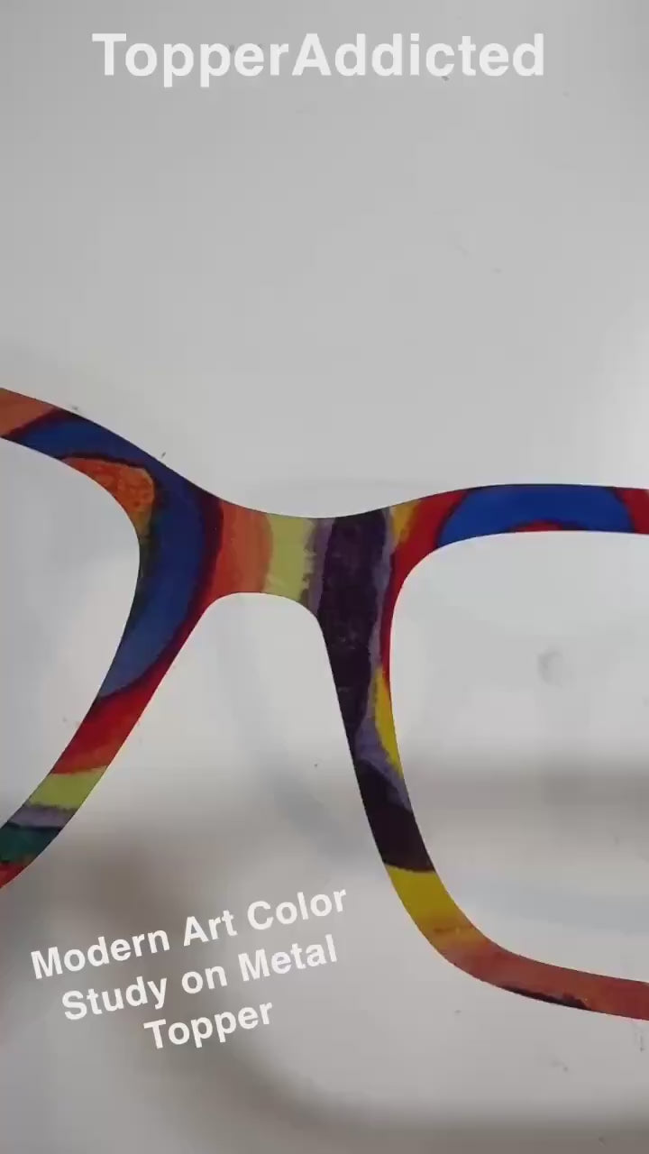 Classic Abstract Art Magnetic Topper for Pair Eyewear - Kandinsky Color Study Squares with Concentric Circles  - Bright and Fun toppers