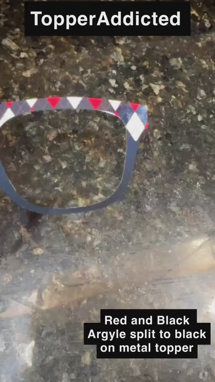 Black, Red and White Argyle - Pair Eyewear Compatible Metal Magnetic Toppers